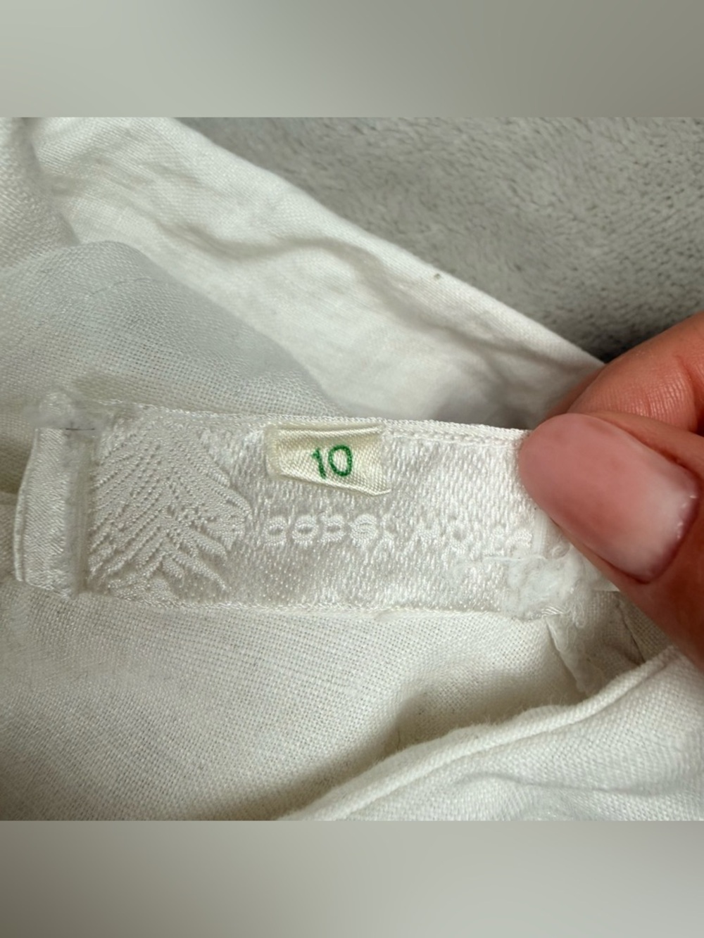 PaperWhite Embroidered Lace Collar White Blouse Button Back Cottagecore Size 10 - Picture 8 of 11